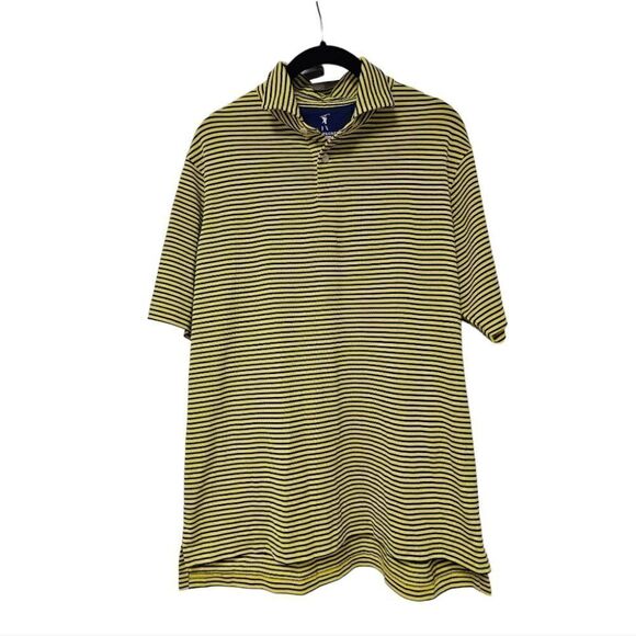 FAIRWAY & GREENE Yellow Blue Striped Golf Polo Shirt - Size Small - Picture 1 of 7